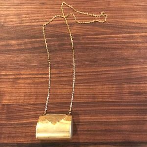 Vintage 1970s boho mini brass purse pouch necklace